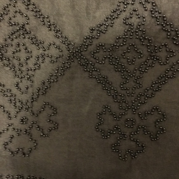 MEGAN PARK black sheer silk beaded collared blouse - Picture 9 of 13